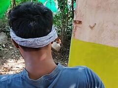 Three College Boys Enjoy Sex in the Woods Behind the House